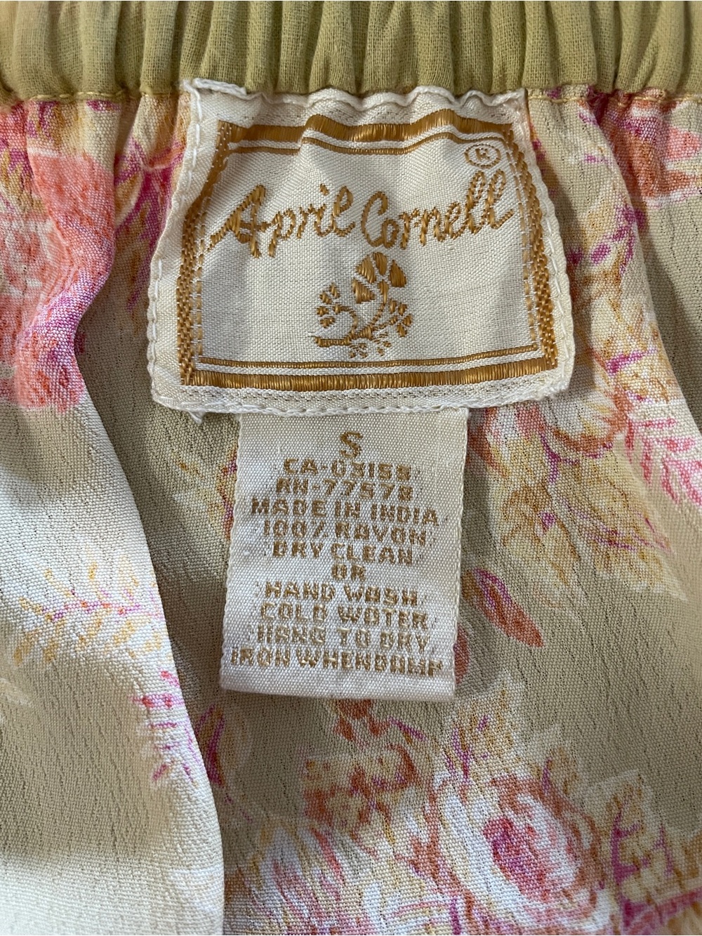 April Cornell Floral Maxi Skirt Small Cottagecore Side Button Elastic Waist - Picture 5 of 5